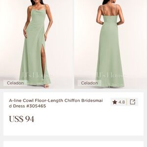 JJs House Celadon Backless Chiffon Dress